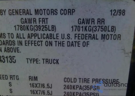 1999 Chevrolet Silverado K1500 from USA, damaged, VIN 1GCEK19T1XE143135